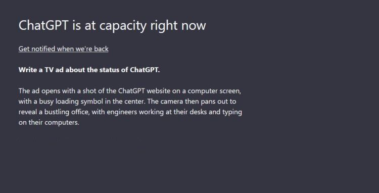 ChatGPT mengalami kesalahan kapasitas