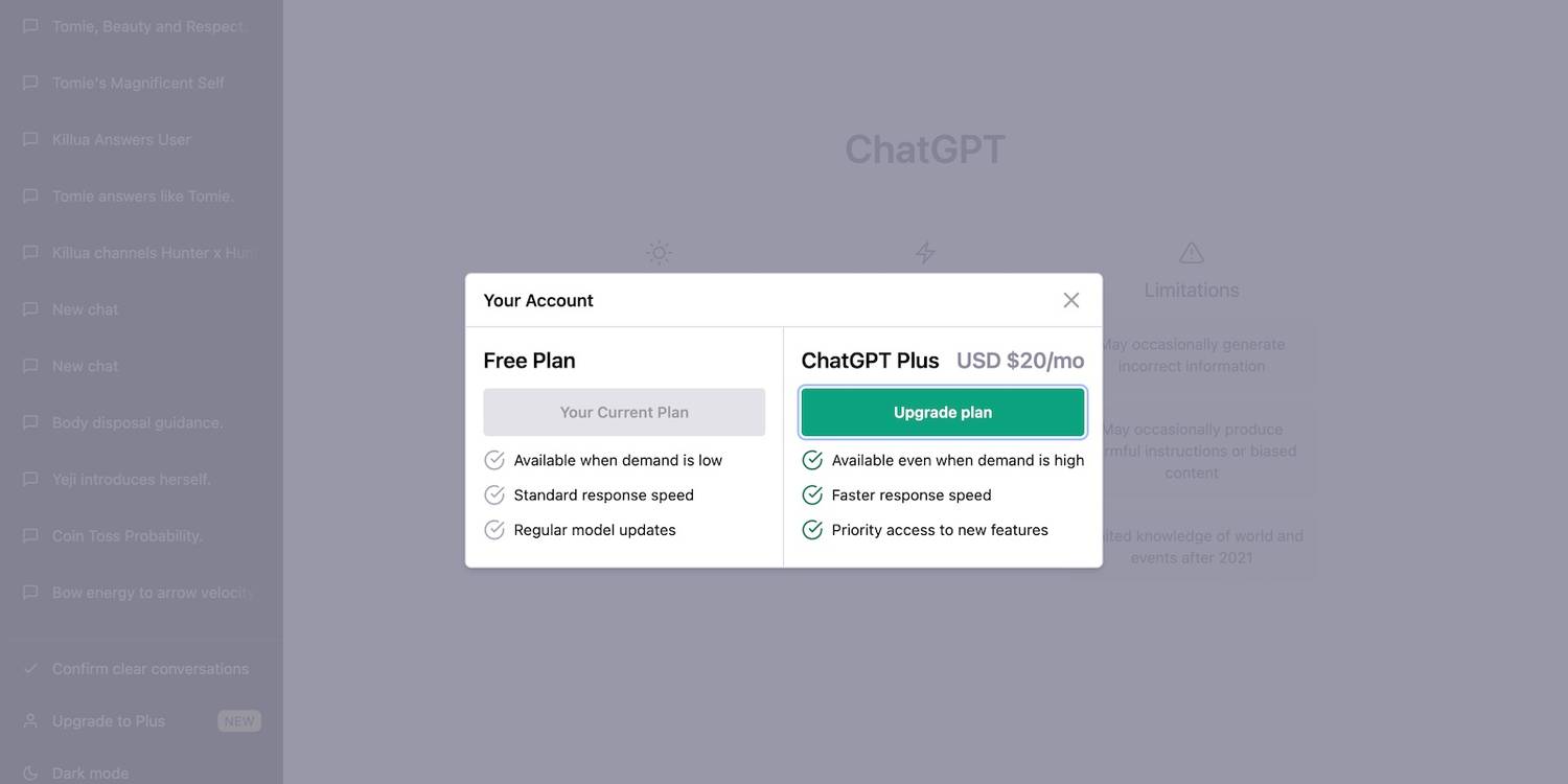 Harga ChatGPT Plus $20 Per Bulan