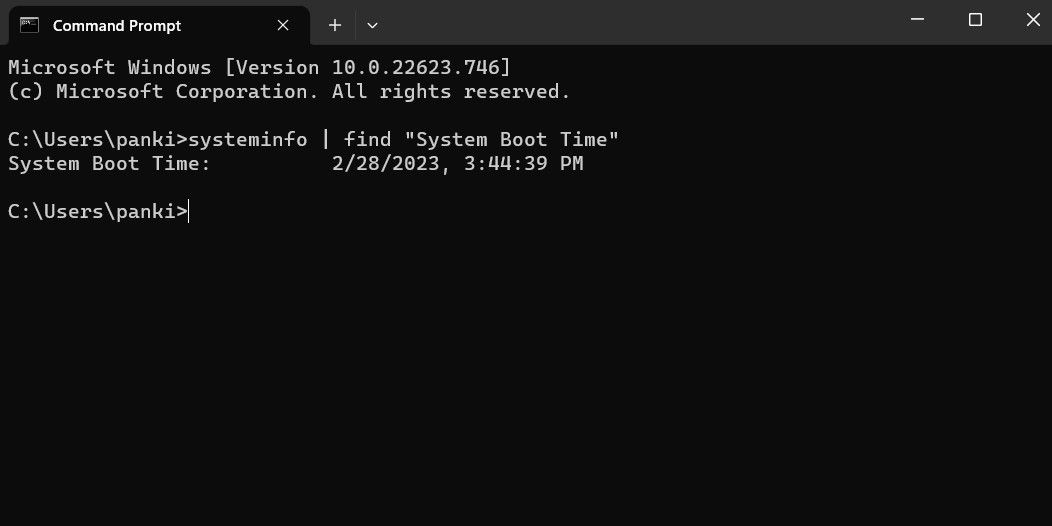 Check System Uptime Using Command Prompt