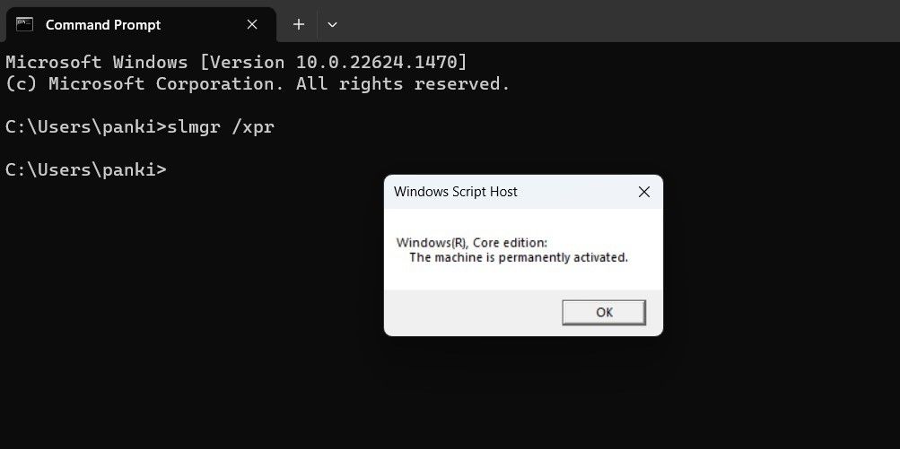 Periksa Status Aktivasi Windows melalui Command Prompt