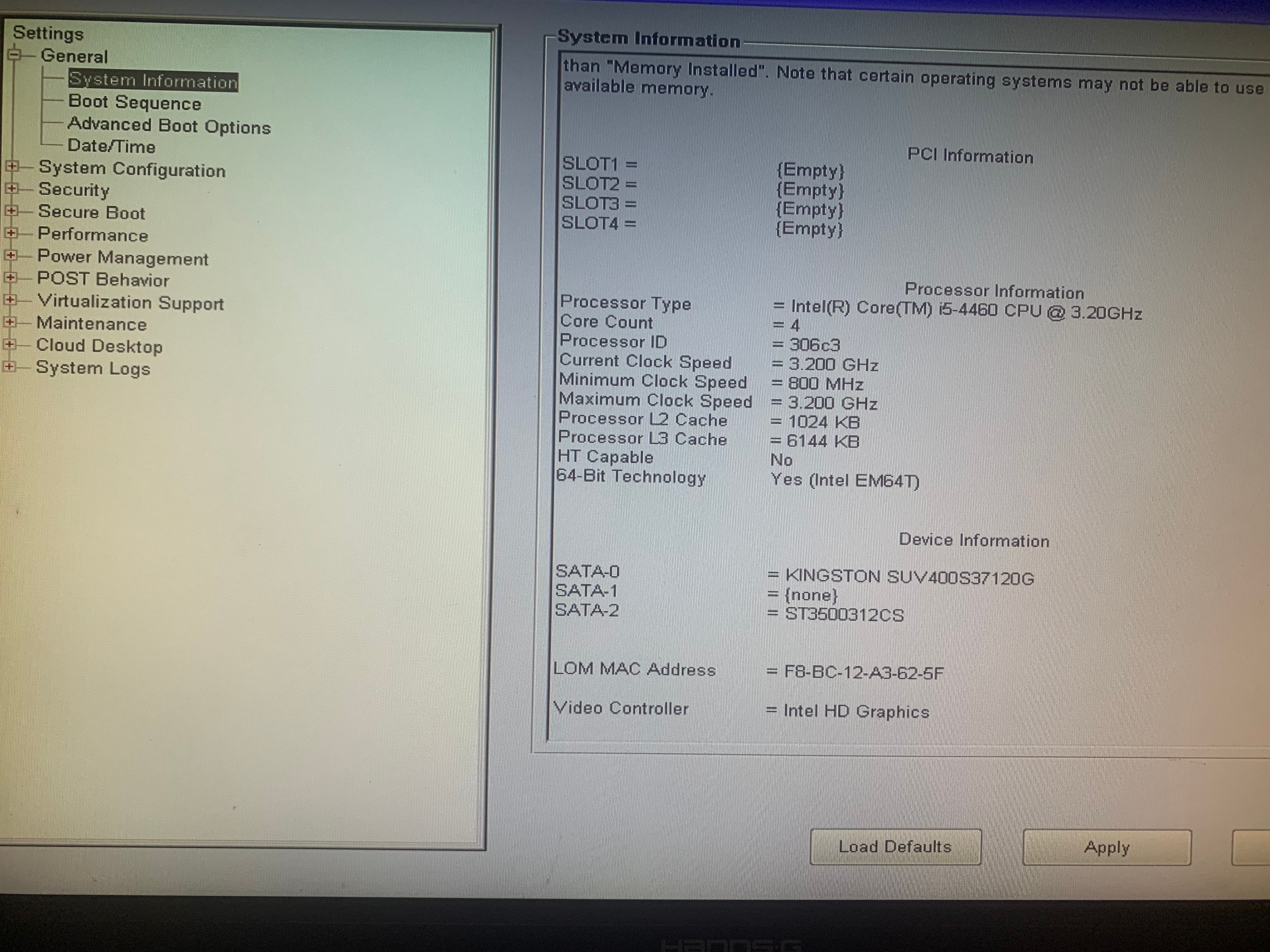 Checking the Device Information in BIOS