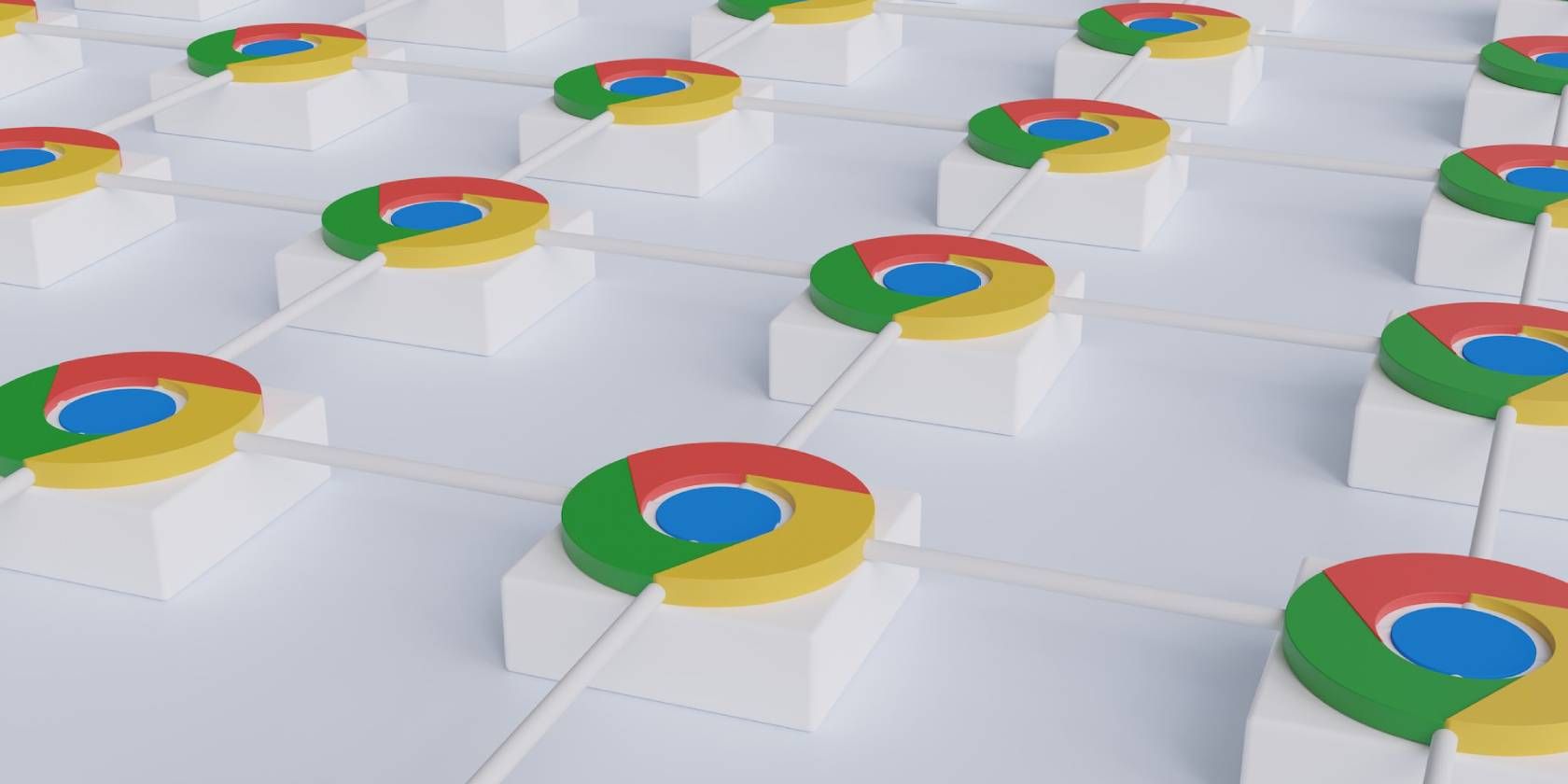 Multiple Google Chrome logos on white surface