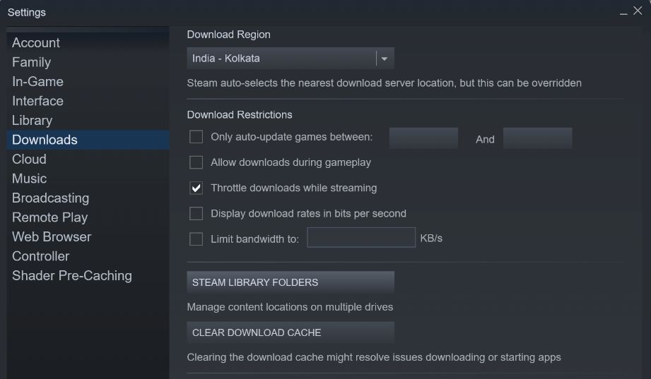 Clear Download Cache option in the Steam client