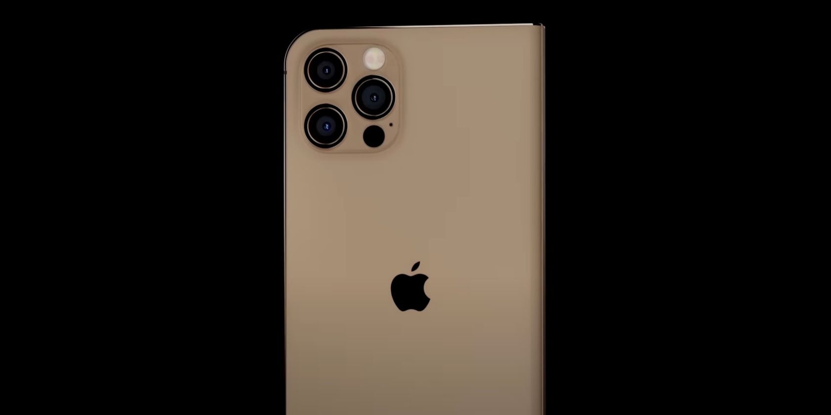 iPhone Fold phone with rose gold exterior and three cameras