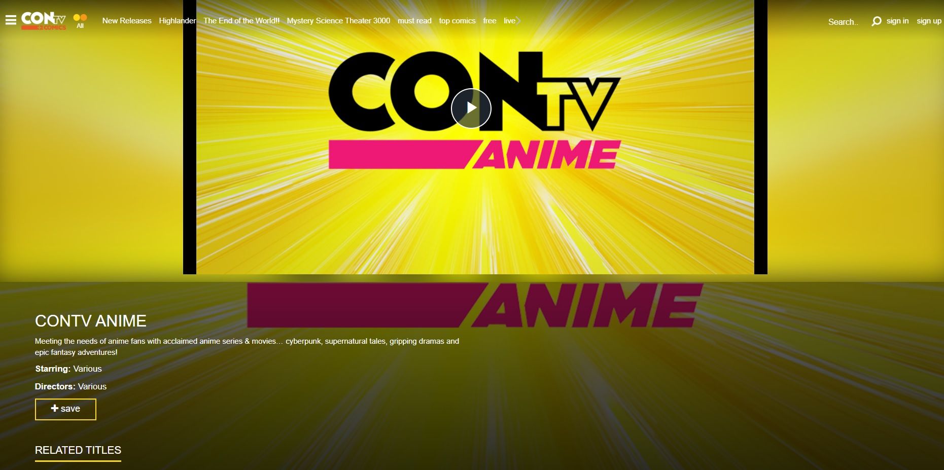 CONtv anime homepage