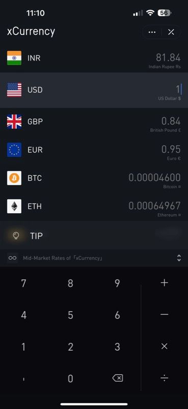 xCurrency home screen