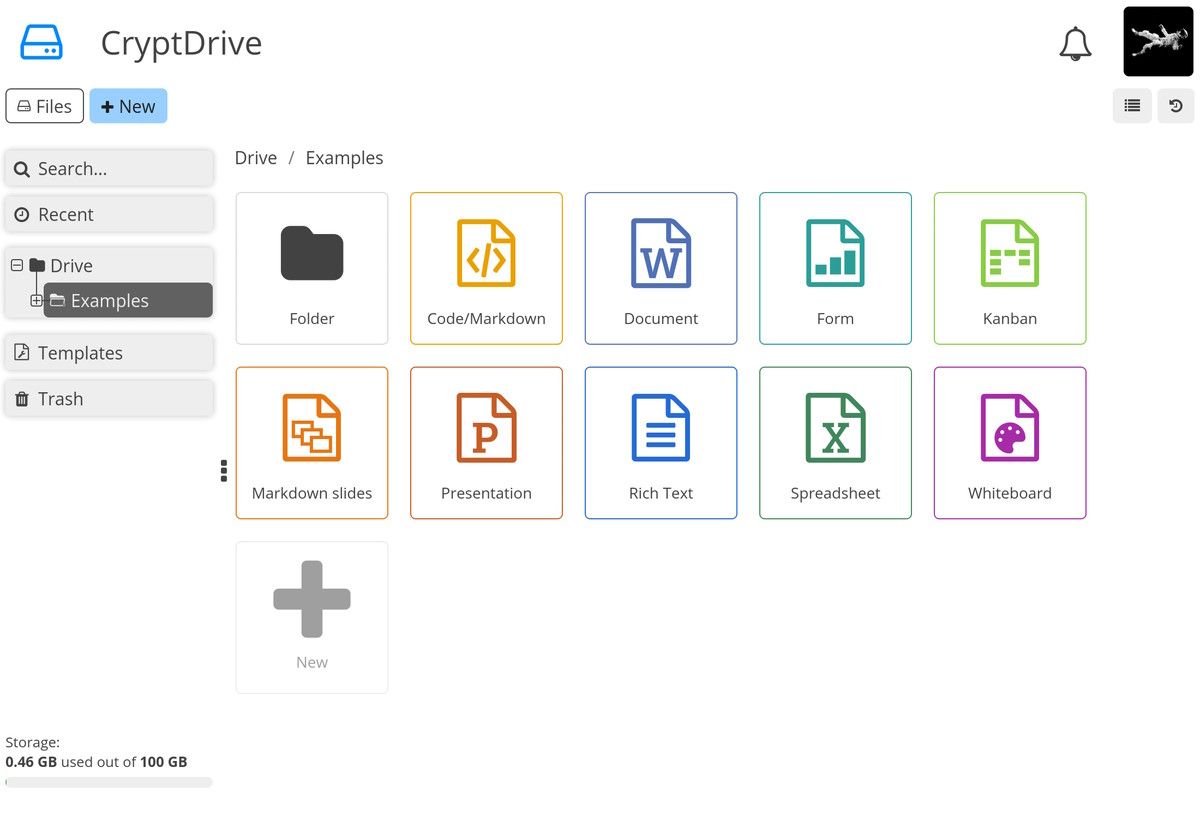 diferentes tipos de documentos no cryptdrive