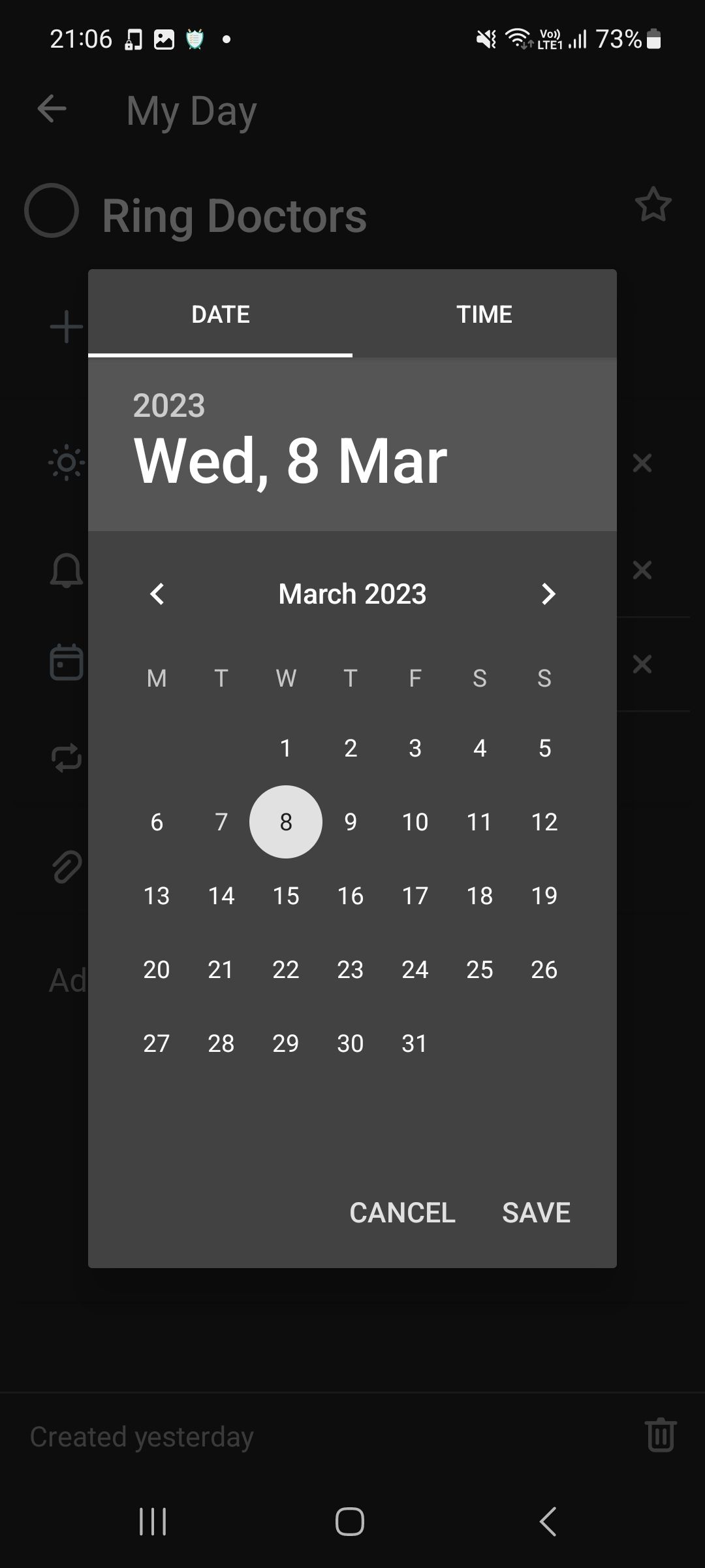 Date of reminder in Microsoft To Do