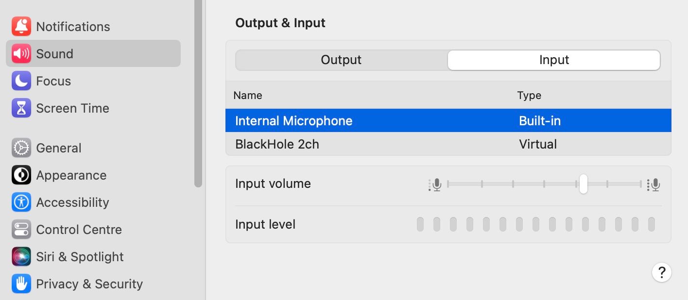 Screenshot of macOS sound settings