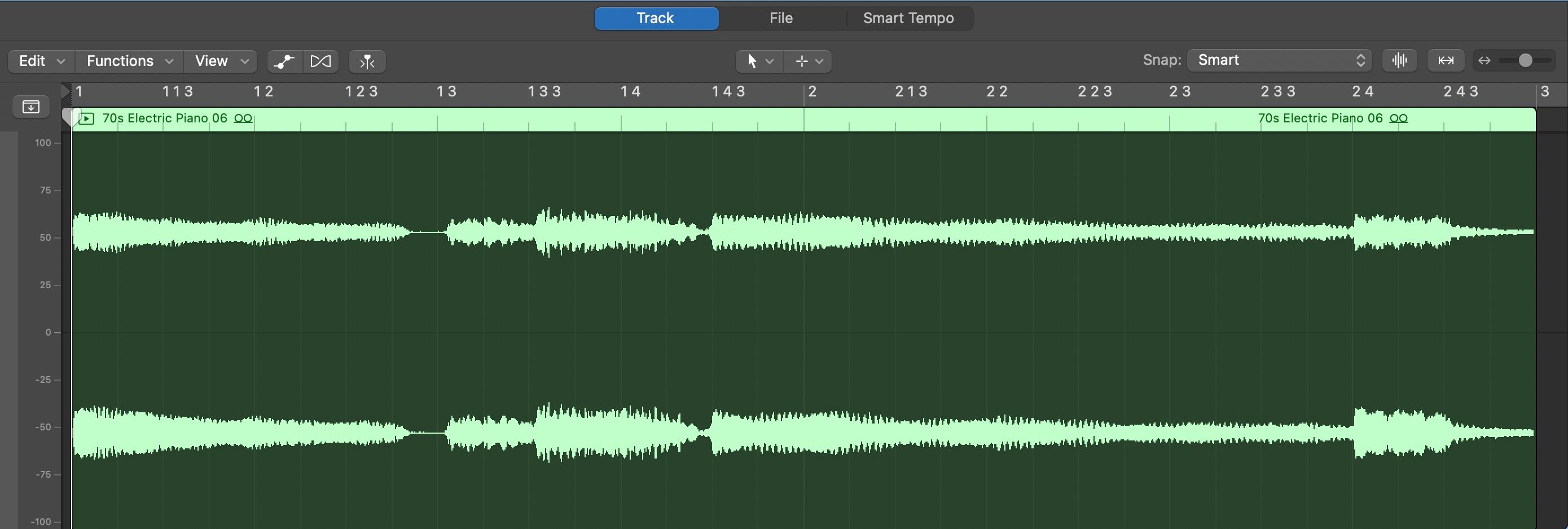 Screenshot of an audio waveform in Logic Pro