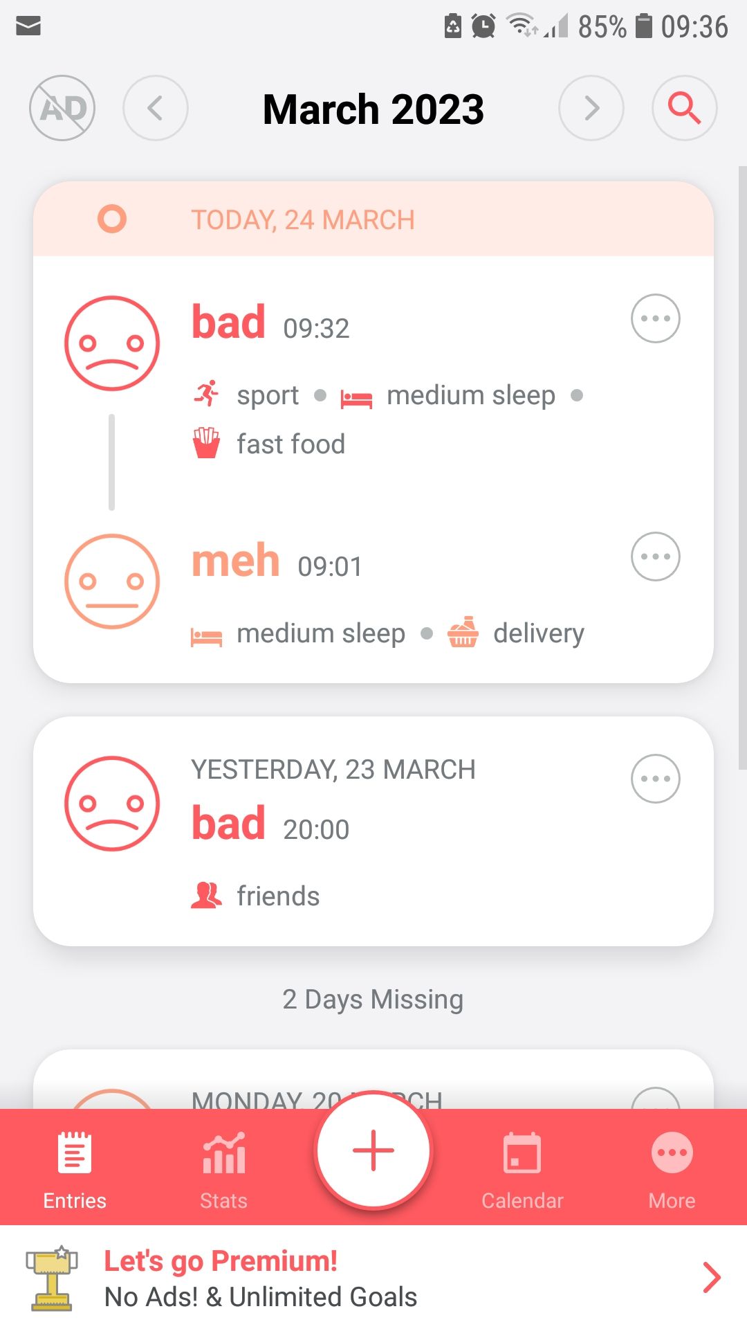 اپلیکیشن موبایل ردیاب خلق و خو Daylio Mood Tracker