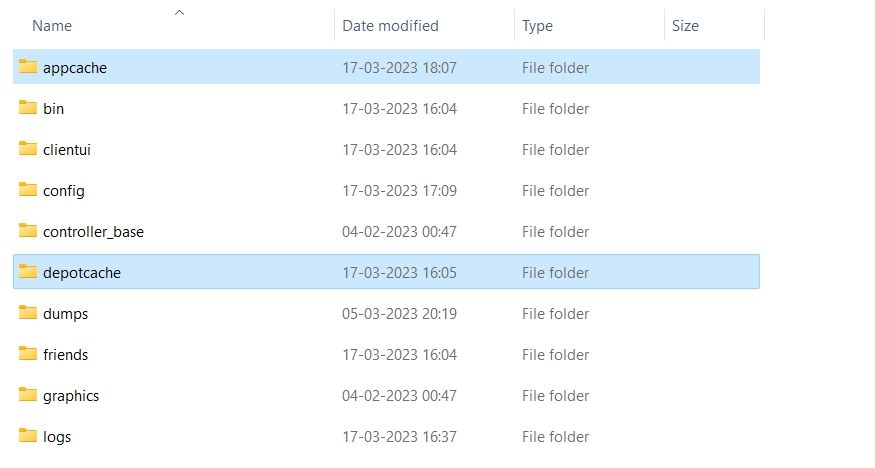 Deleting folders in the Steam installation directory