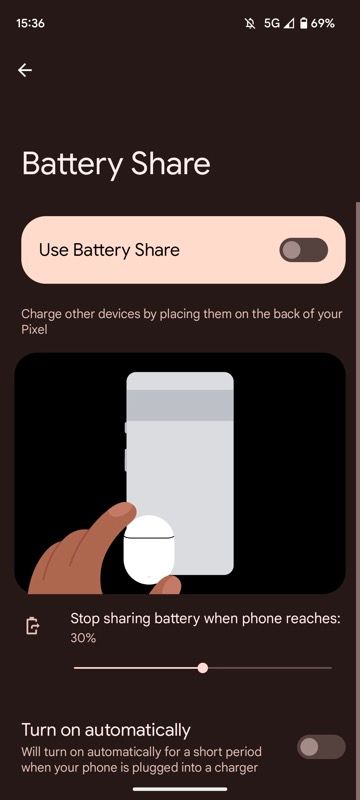 disabling Battery Share on a Pixel phone