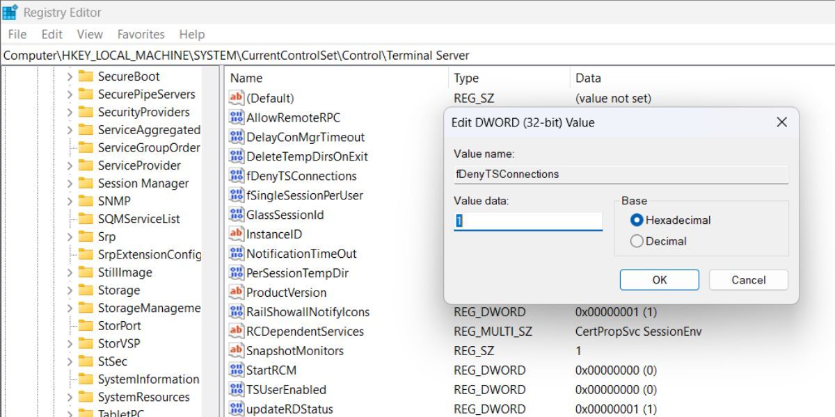 Disable Remote Desktop Using Registry Editor