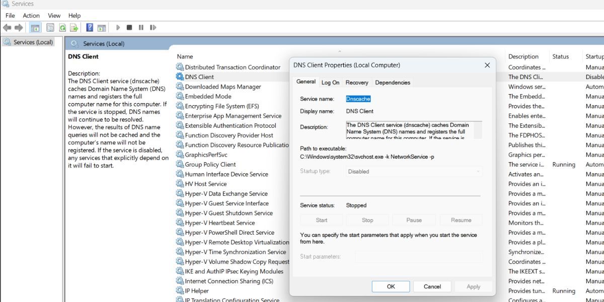 How to Configure the DNS Client Service in Windows 11