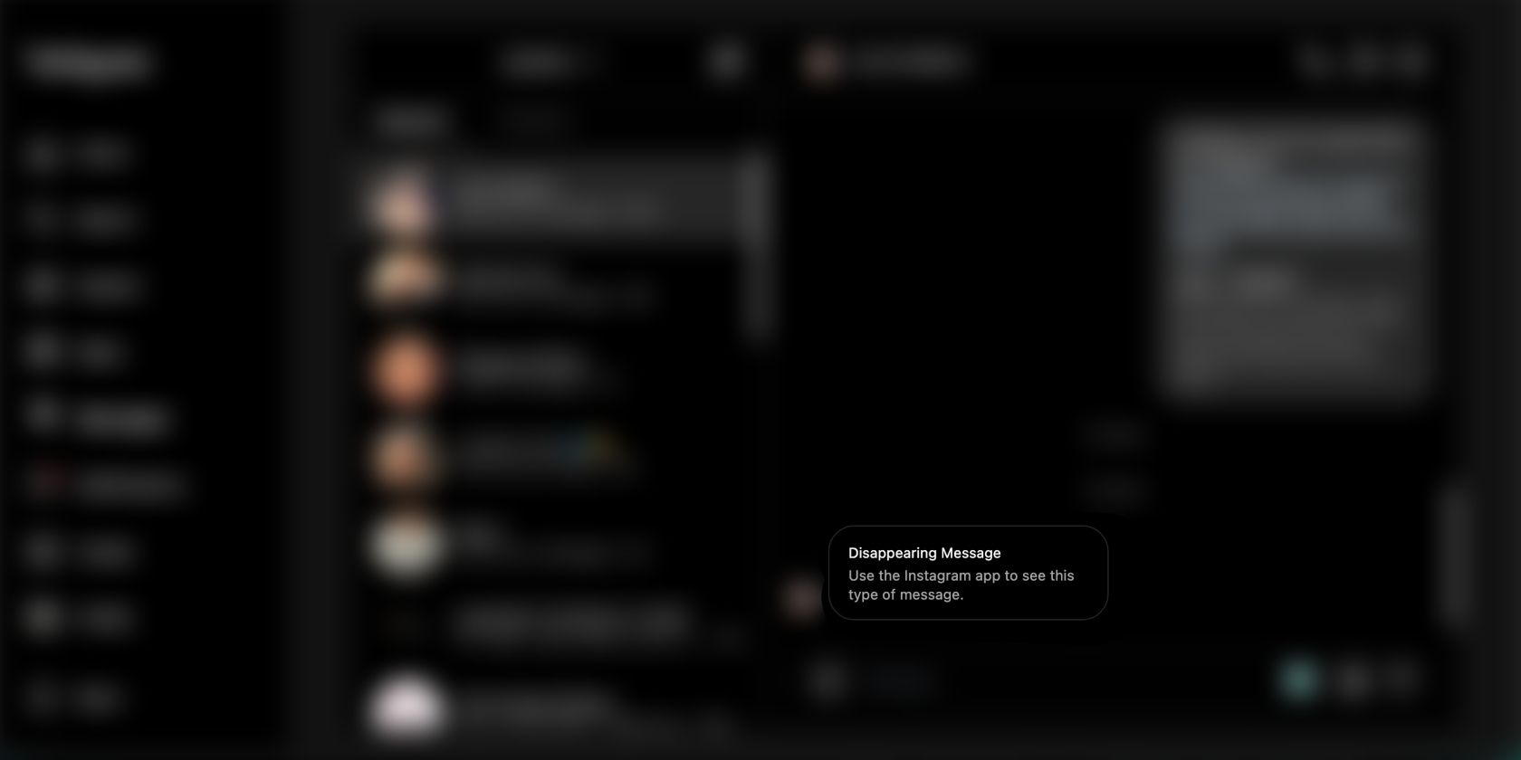 notificação de mensagem desaparecendo no bate-papo DM do Instagram na web