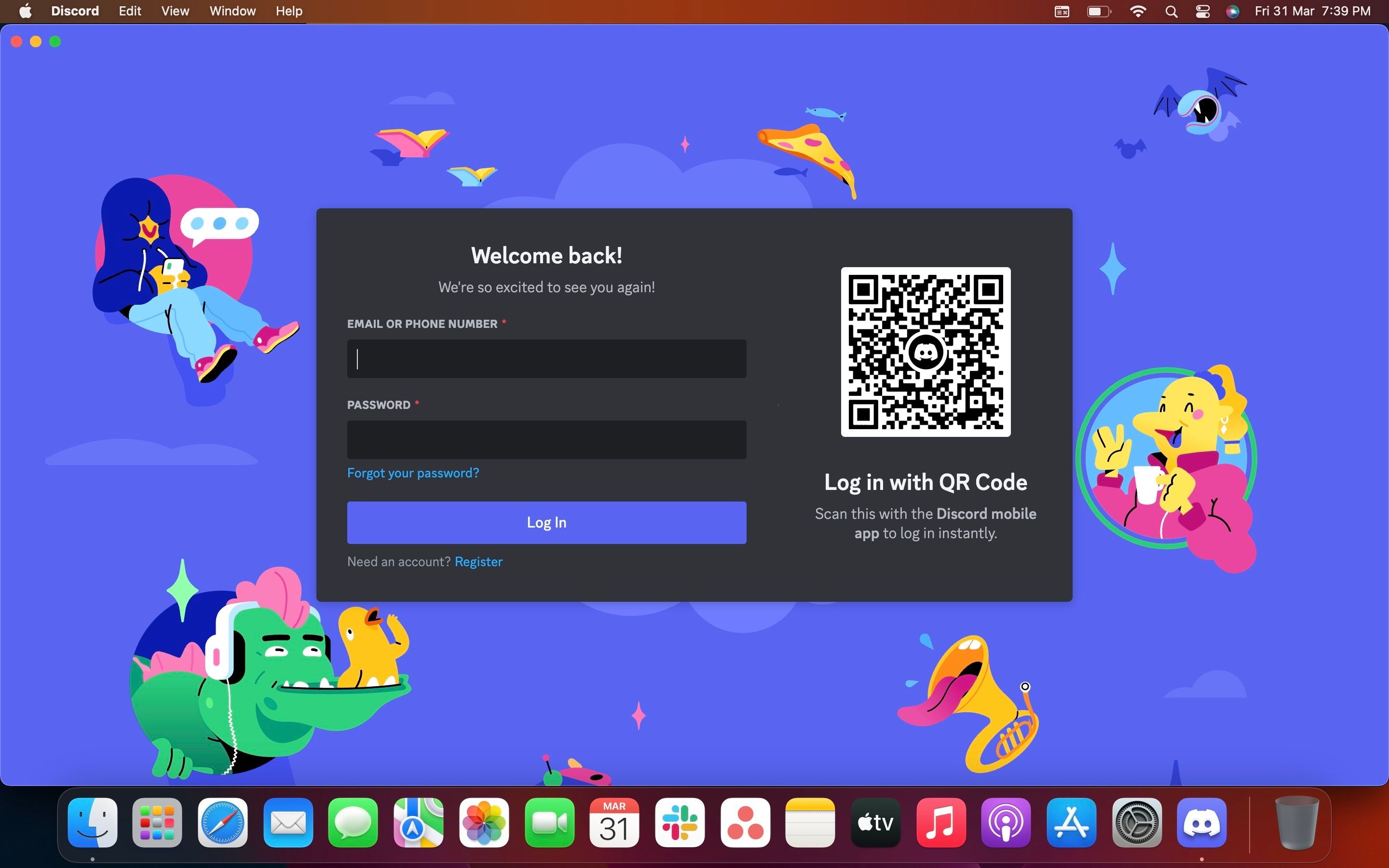 برنامه Discord در حال اجرا در macOS