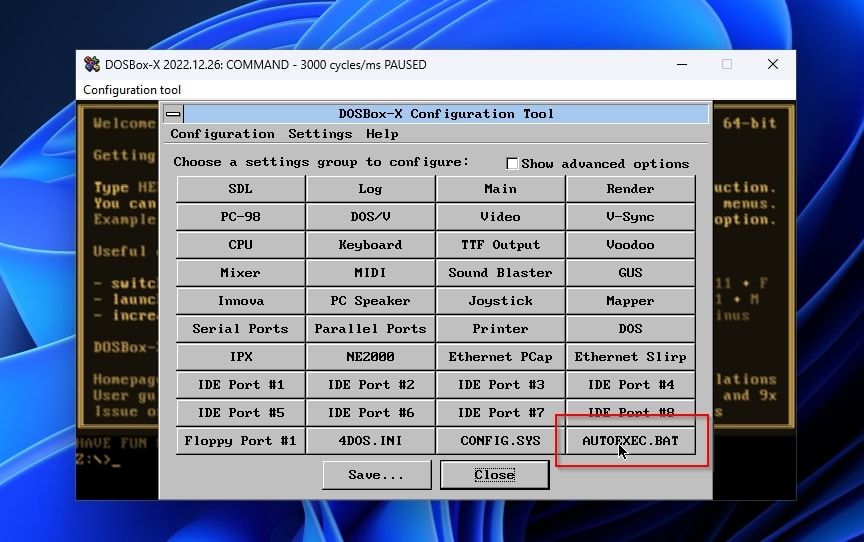 DOSBox-X Configuration Tool AutoExec BAT