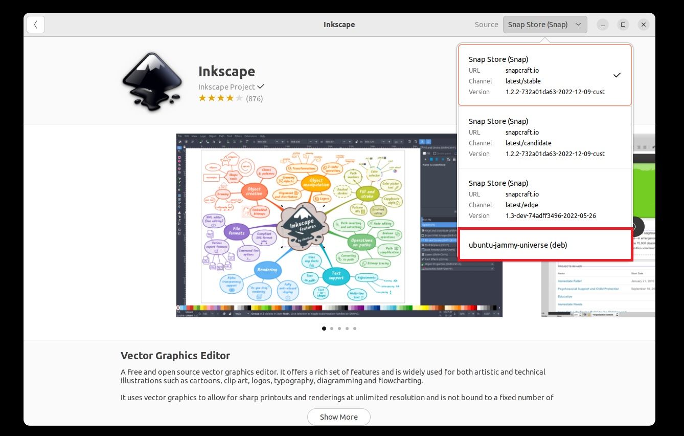 download inkscape deb graphically on ubuntu