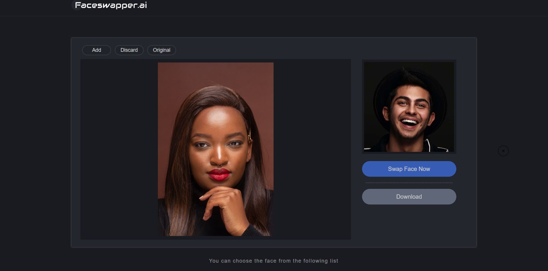 ابزار تعویض چهره در Face Swapper AI