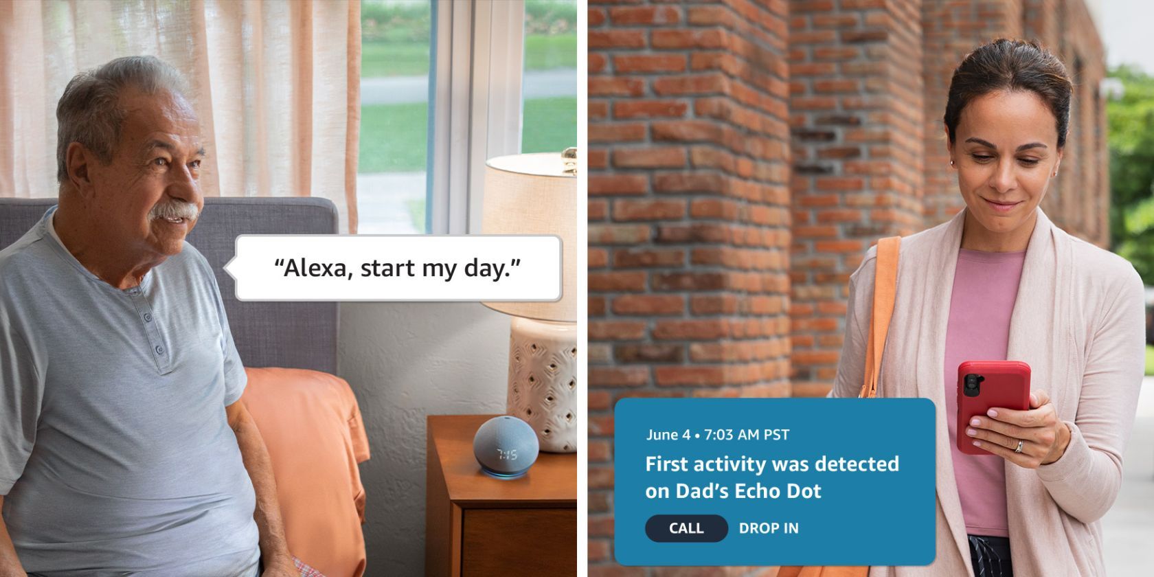 Father and Daughter using Alexa Together