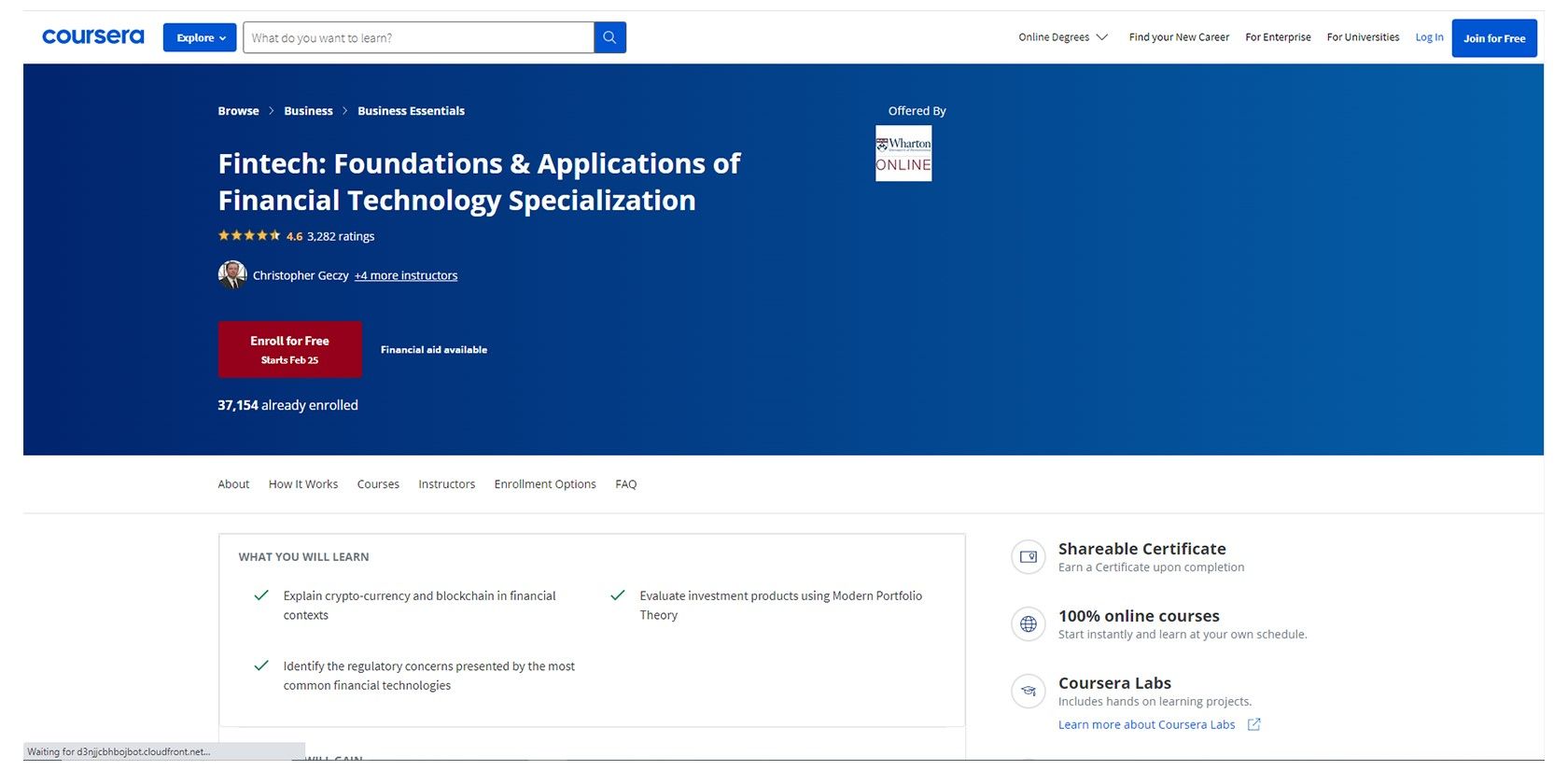 Fintech Foundations and Application of Financial Technology Screenshot