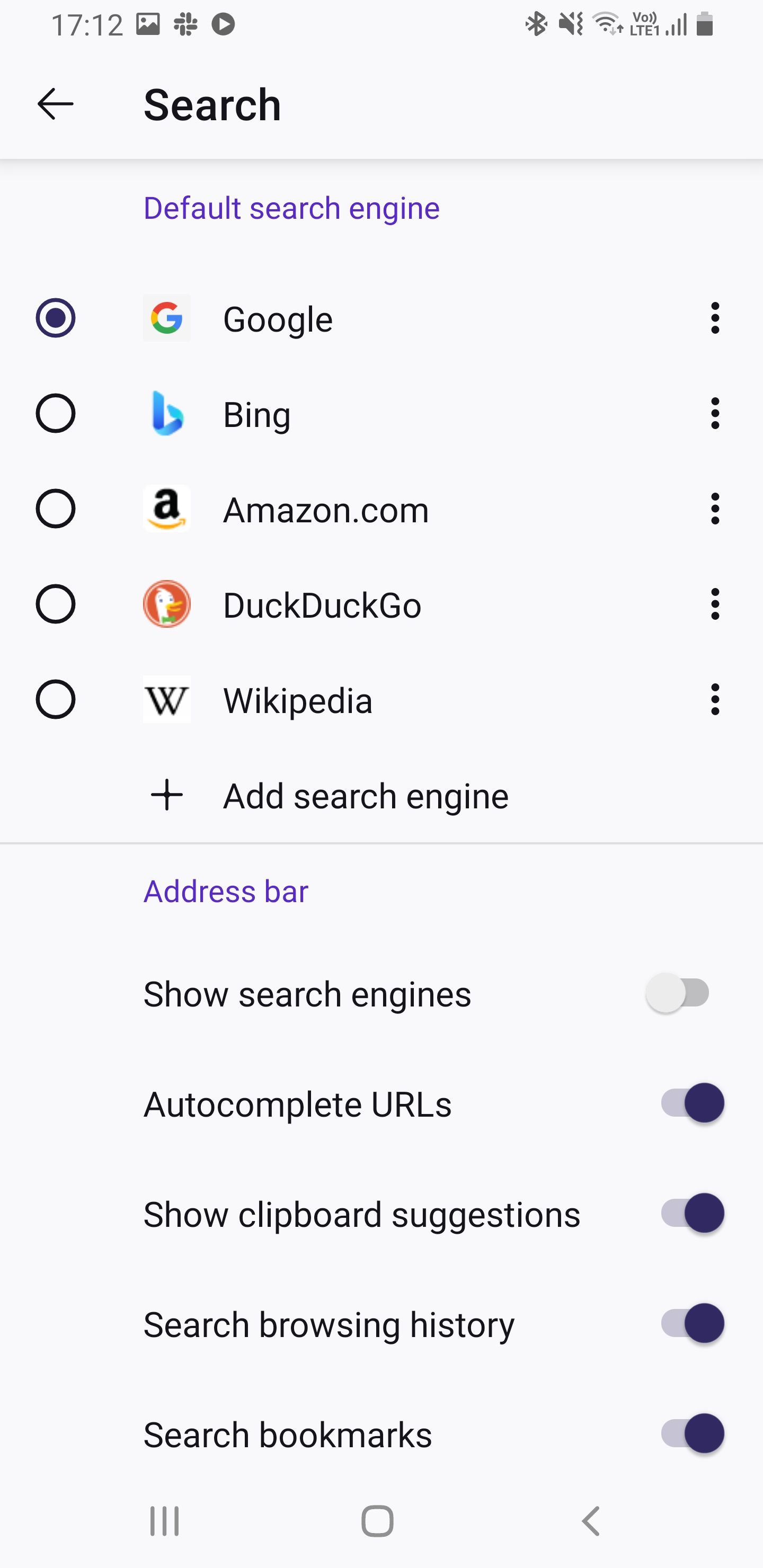 Firefox android search engines