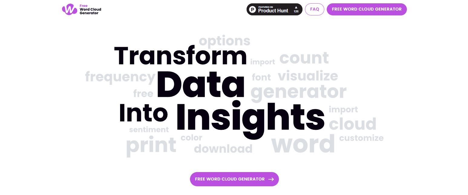 Capture d'écran du générateur gratuit de nuages de mots Word Cloud Generator