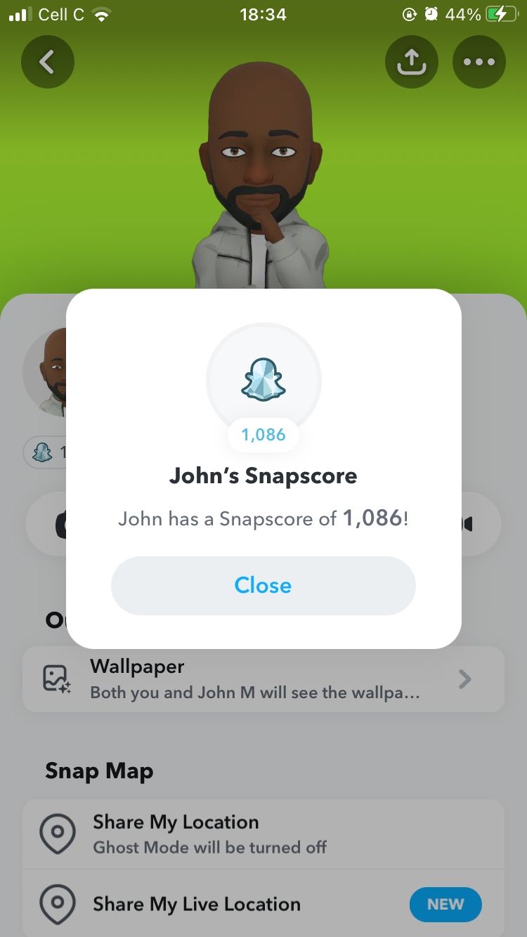 friend's snap score in Snapchat