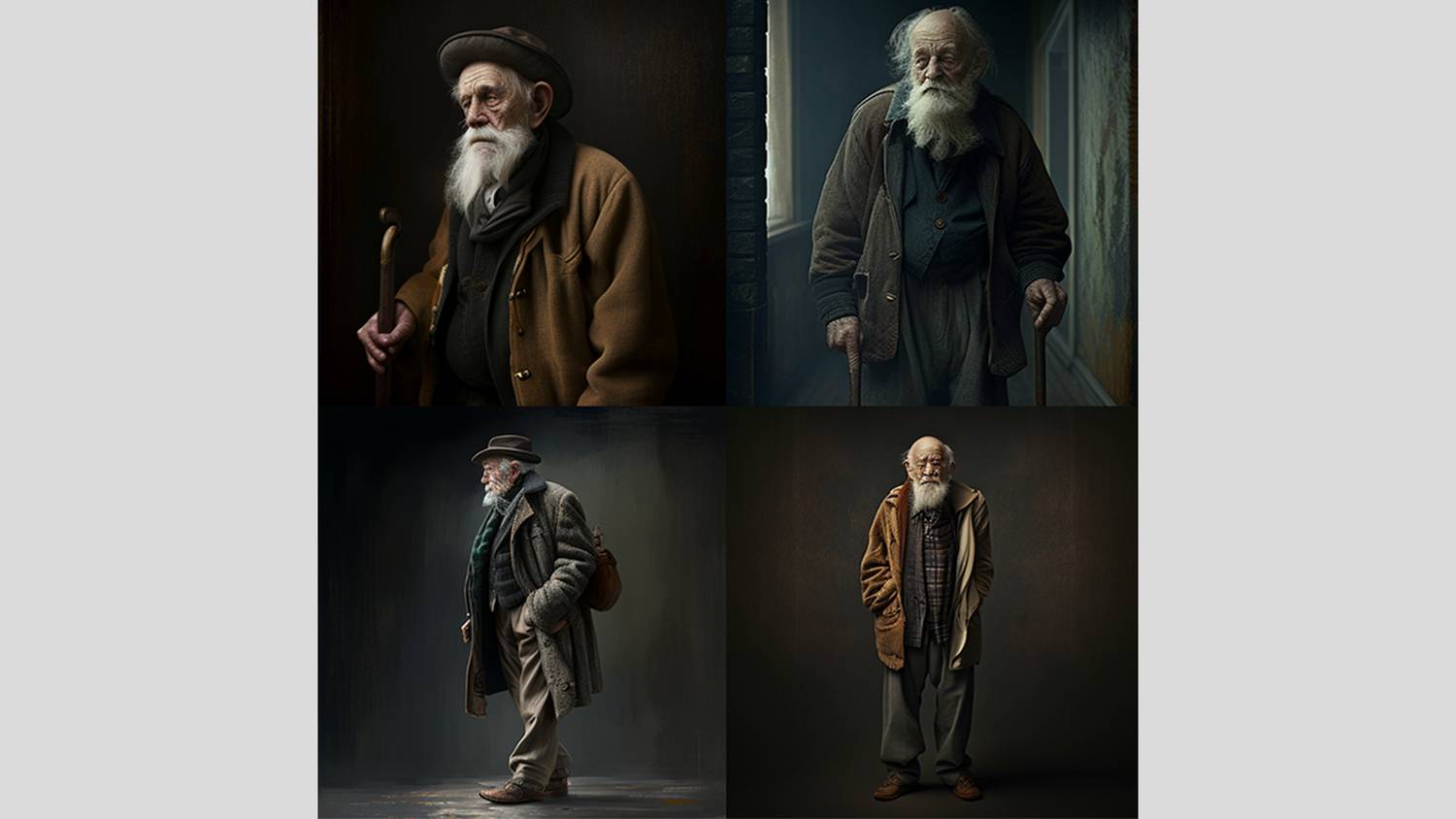 Yaşlı bir adamın tam boy portresi Midjourney v4