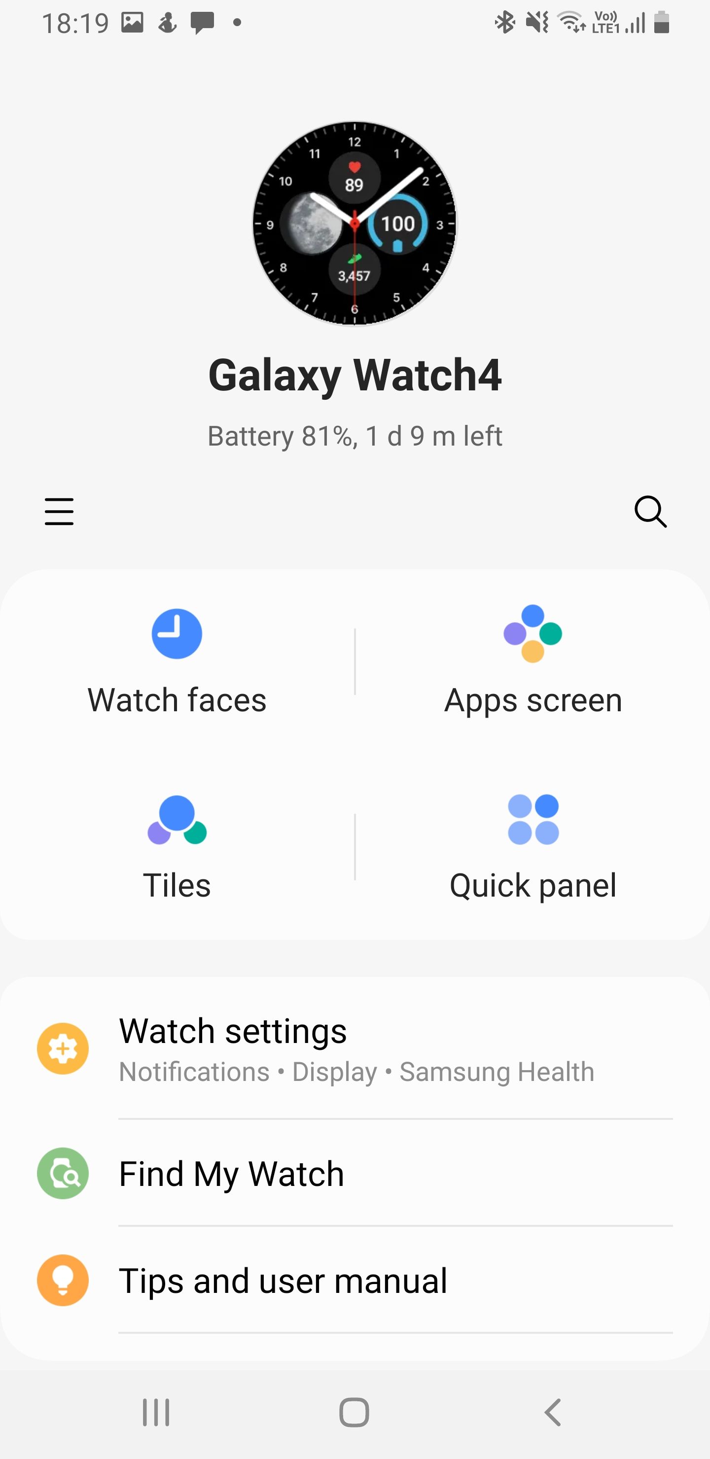 Galaxy wearable home interface