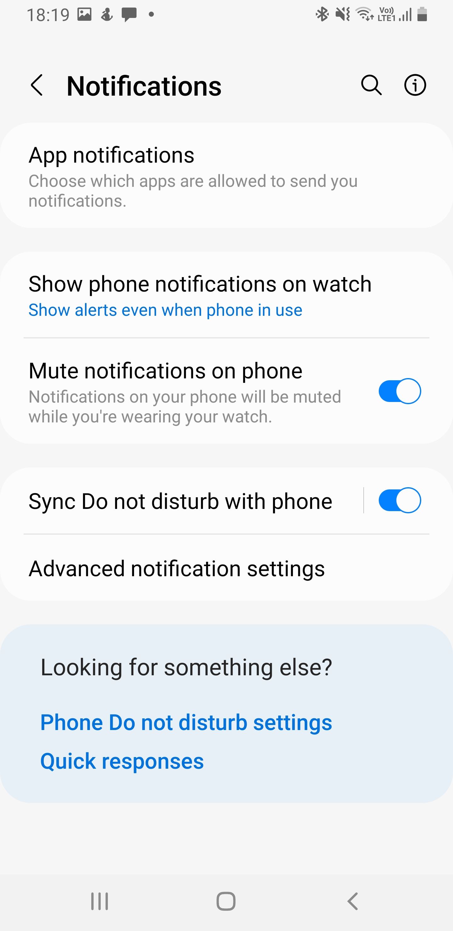 Galaxy wearable notifications menu