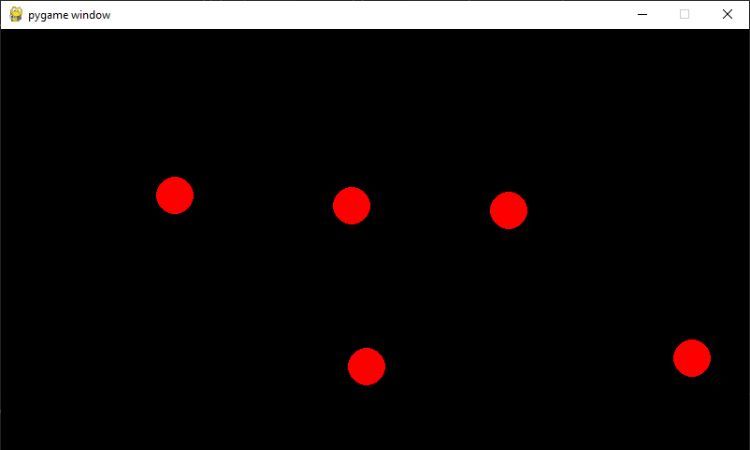 game screen with red circles drawn using mouse