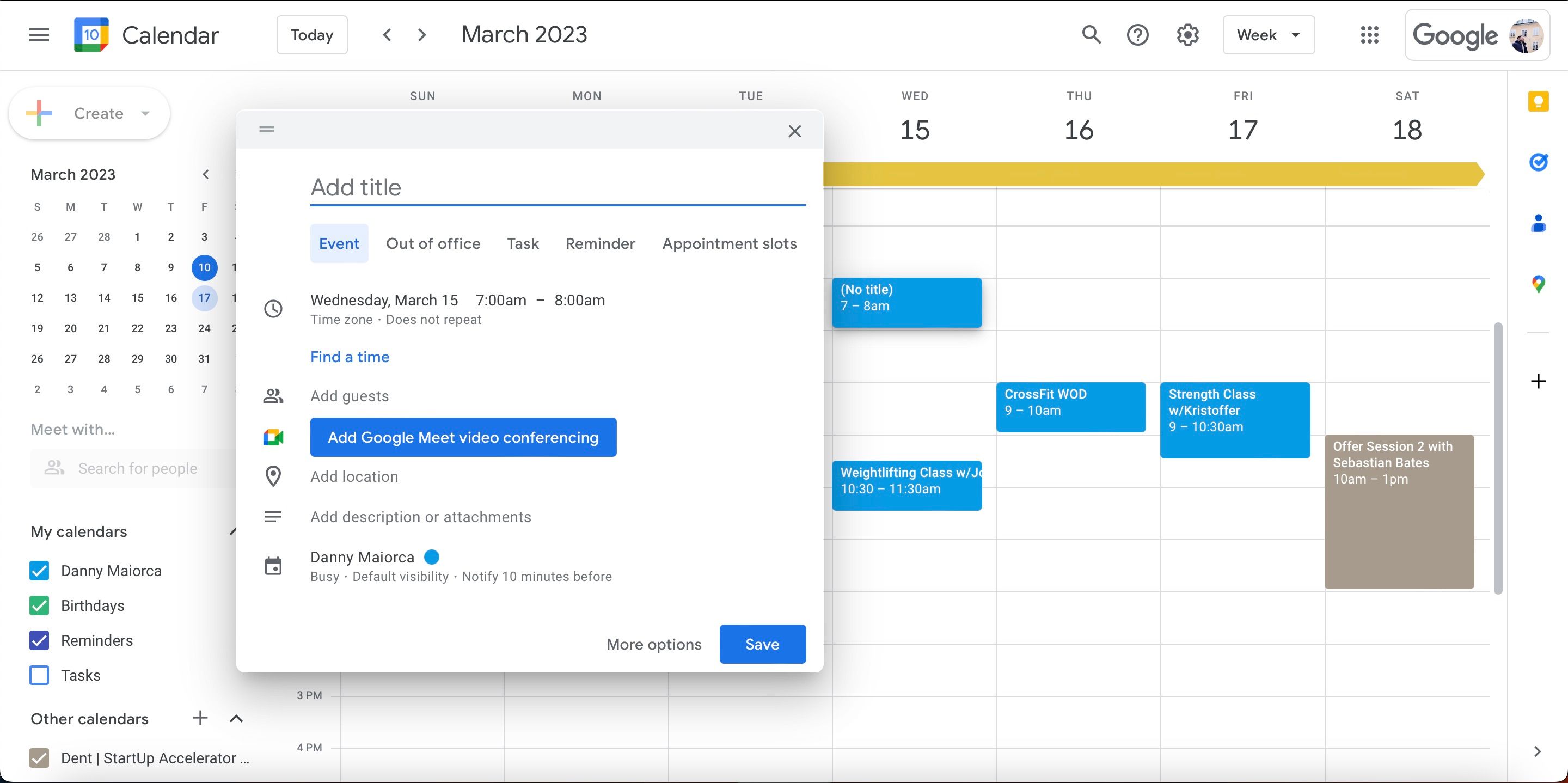 Tangkapan Layar Acara Baru Google Kalender