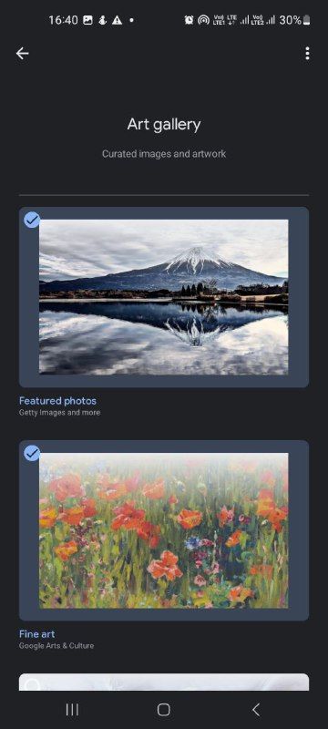 Art gallery pics in Google Home screensaver options