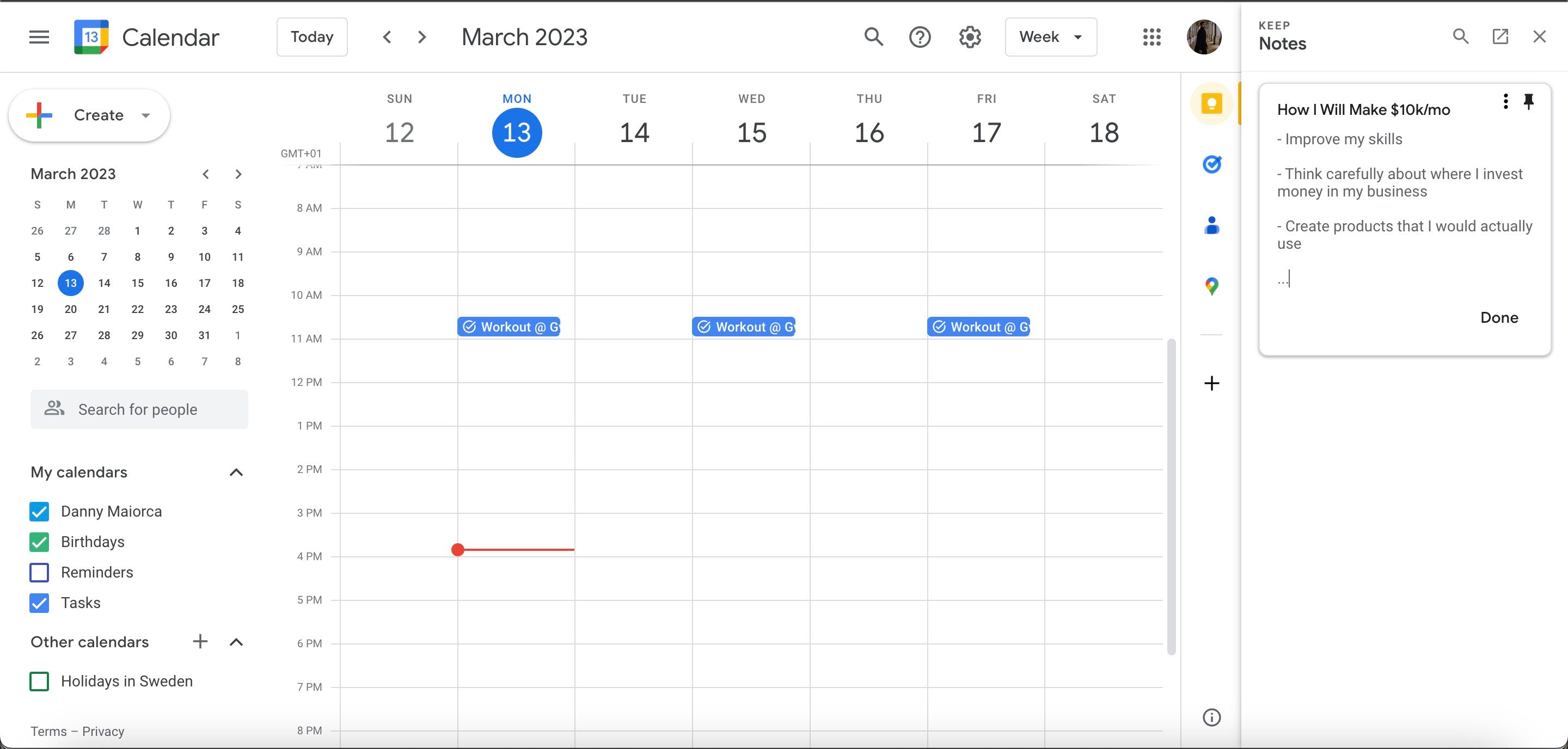 Google Keep Buat Catatan Baru di Screenshot Kalender Google