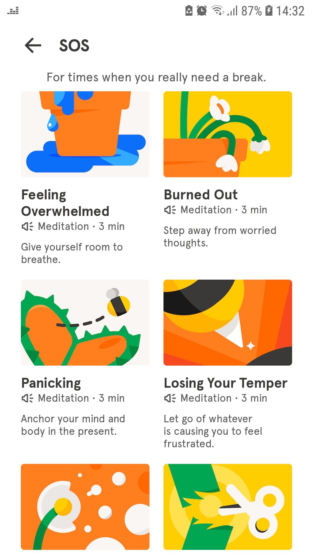 اپلیکیشن موبایل Headspace SOS mindfulness