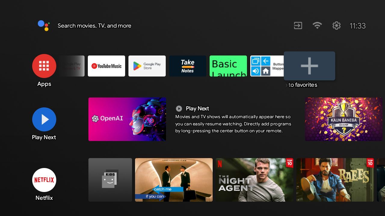 Personalize home screen options on Android TV
