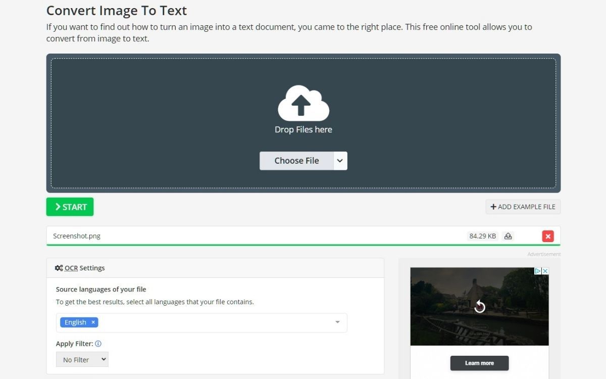 A Screenshot Of The Image To Text Conversion Process