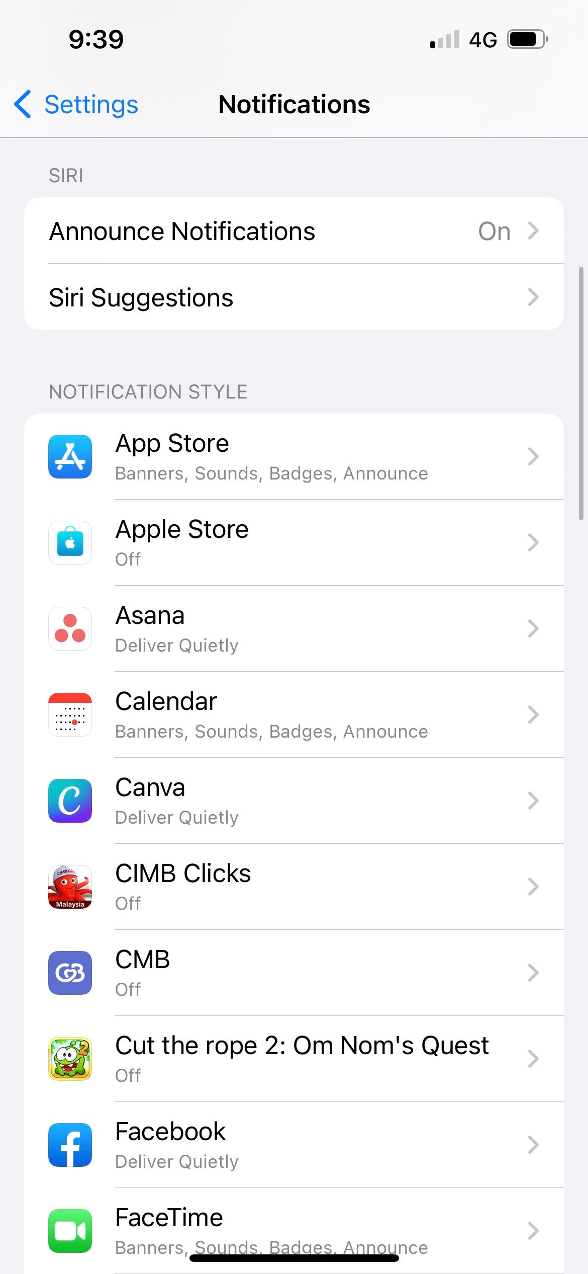 daftar aplikasi iphone di pengaturan notifikasi
