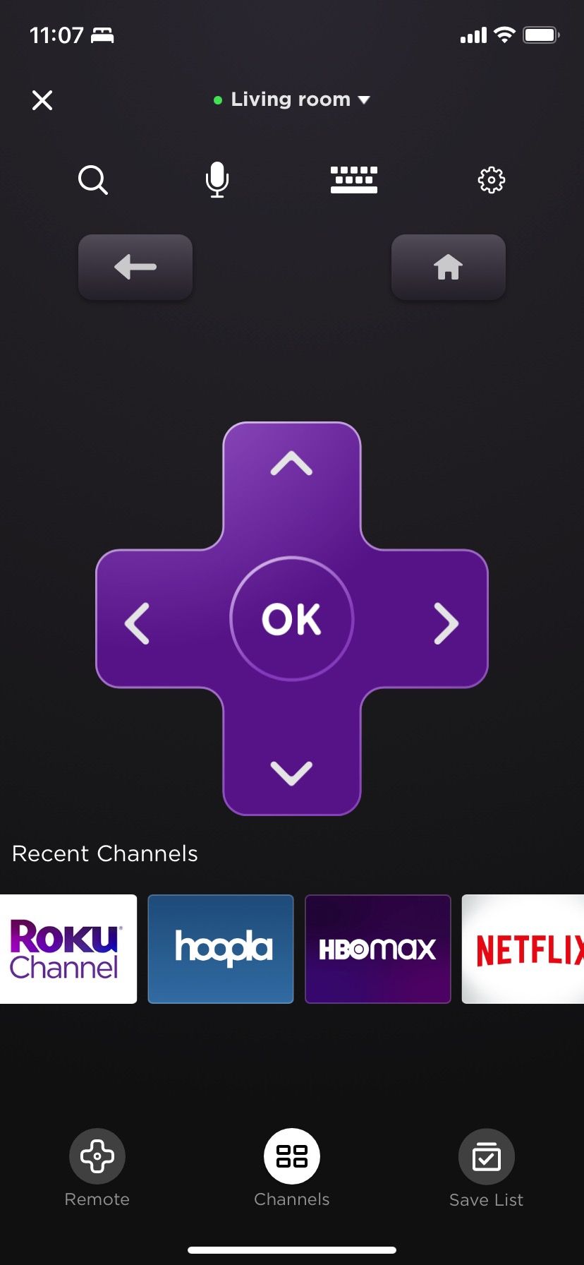 Roku app as a remote