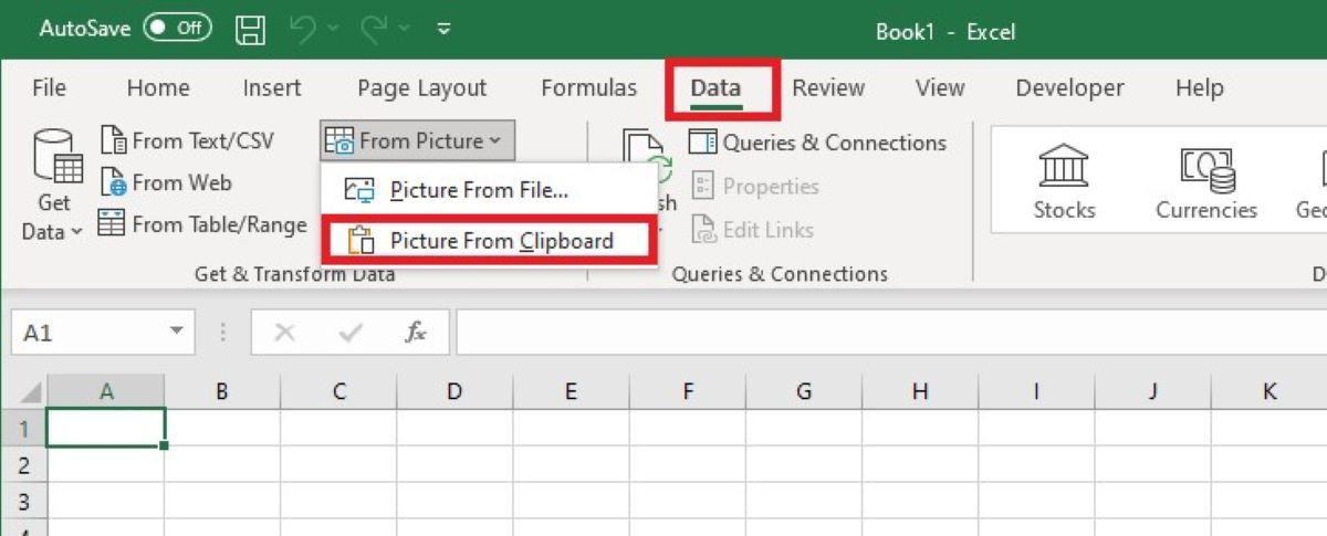Menampilkan cara menggunakan data dari gambar, gambar dari clipboard di Excel