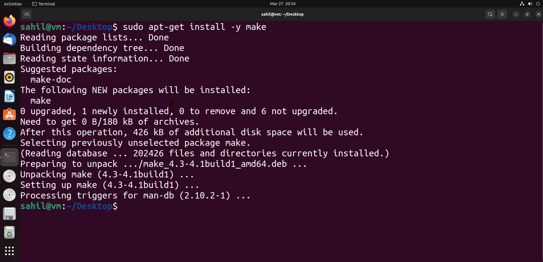 Linux Ubuntu terminal interface with installation commands