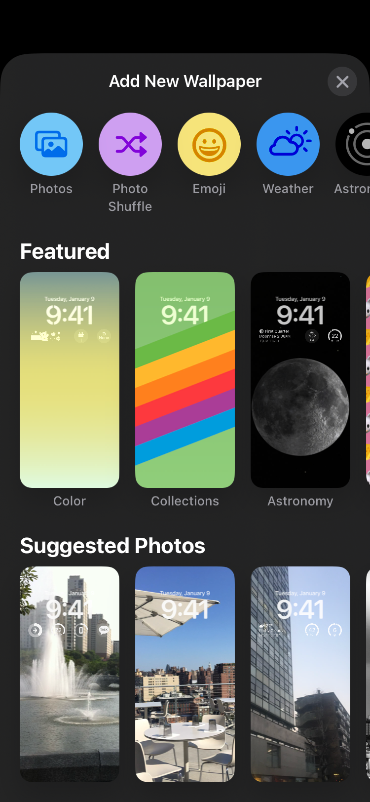 iOS 16 Customizable Lock Screen Selections