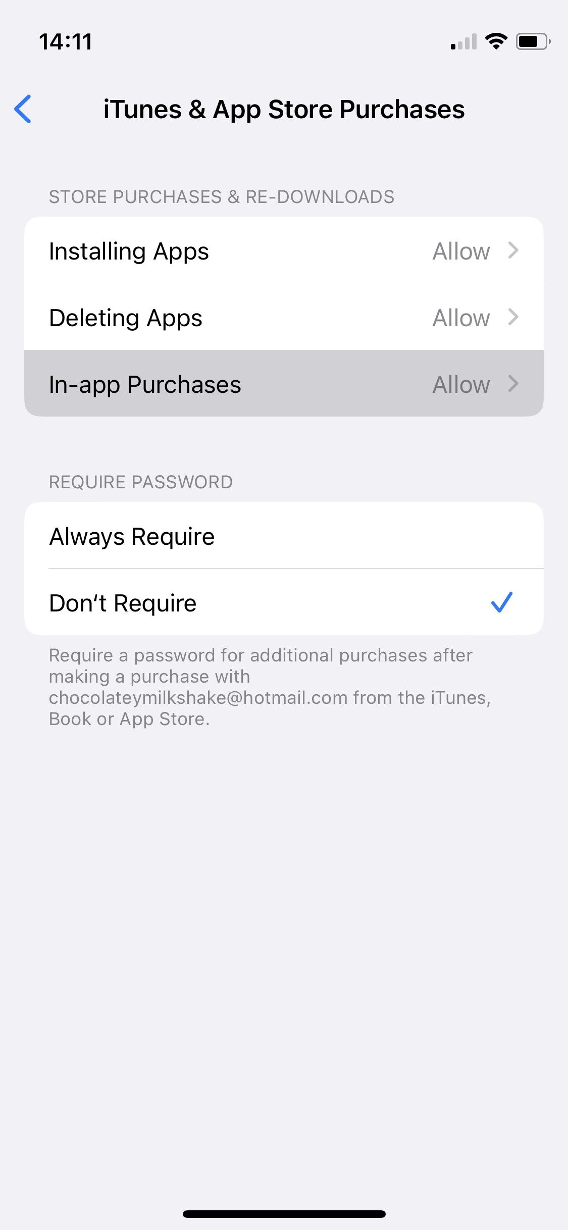 iOS itunes & purchases
