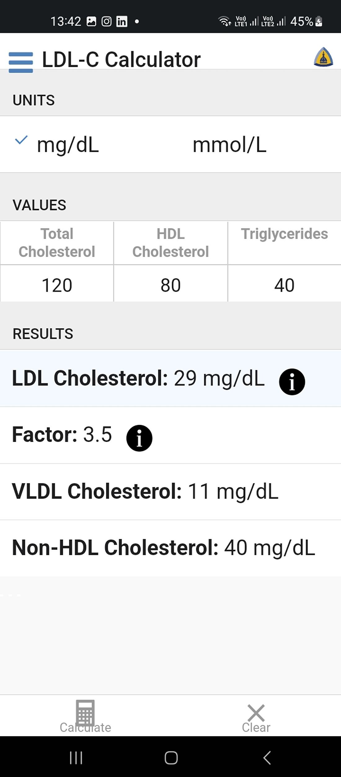 LDL cholesterol tracker readings