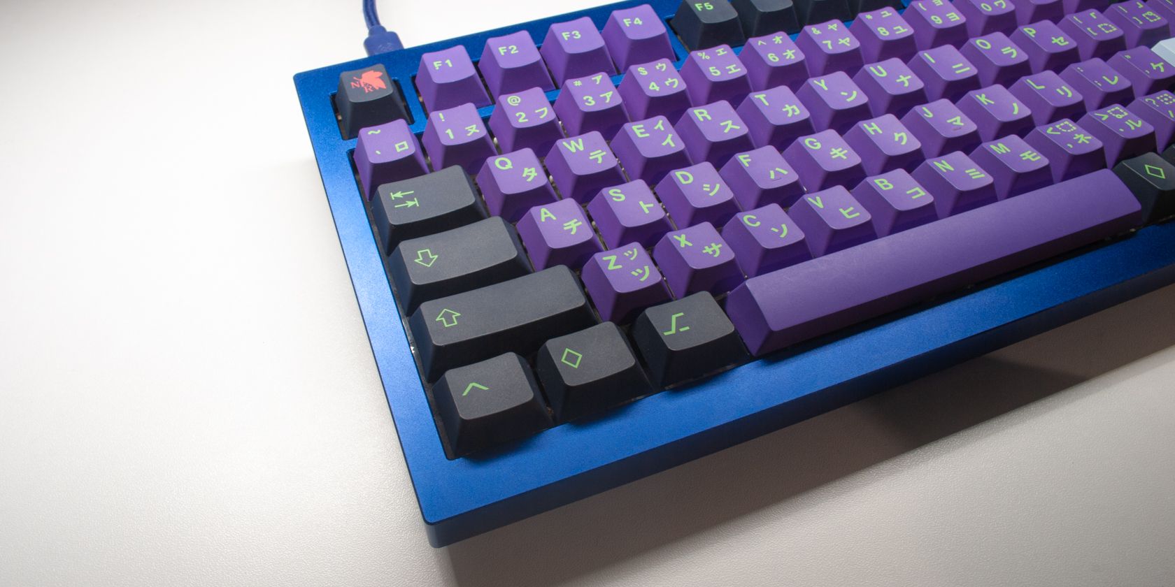 left side of blue keyboard