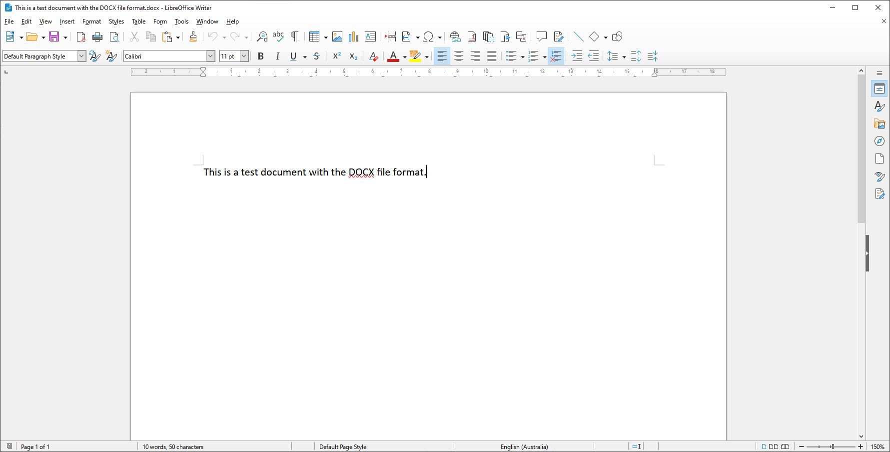 Cuplikan Layar LibreOffice Writer sedang Digunakan