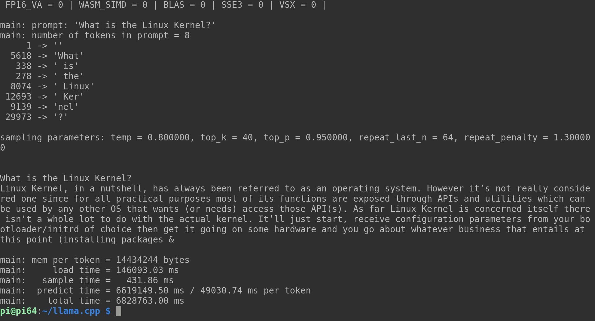 llama llm what is the Linux kernel prompt