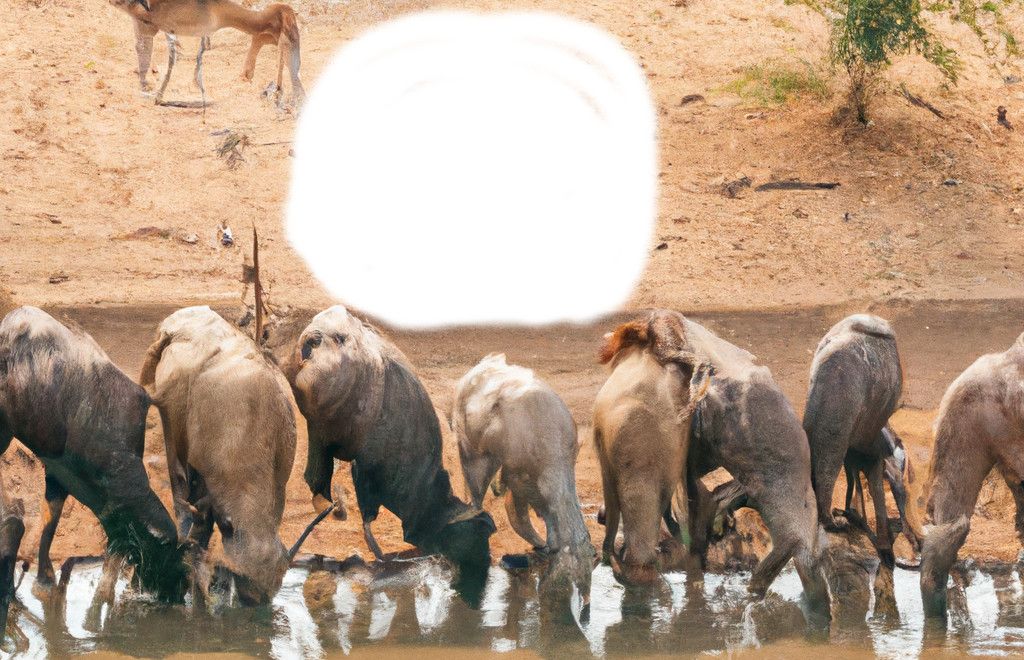 Image d'animaux buvant de l'eau avec une zone annotée